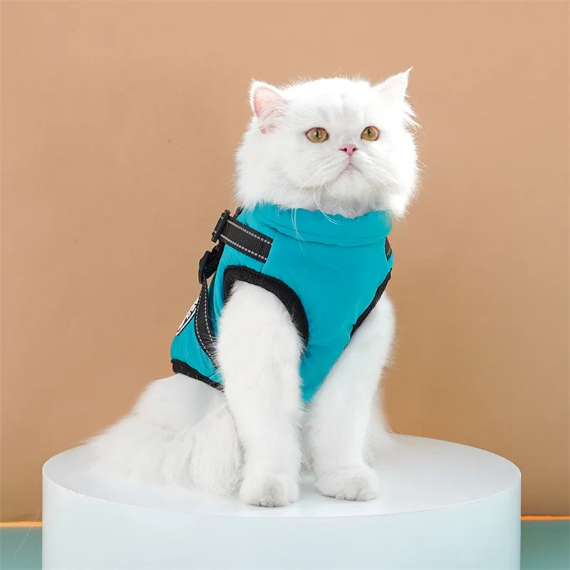 Large Dog Jacket With Harness Winter Warm Dog Clothes