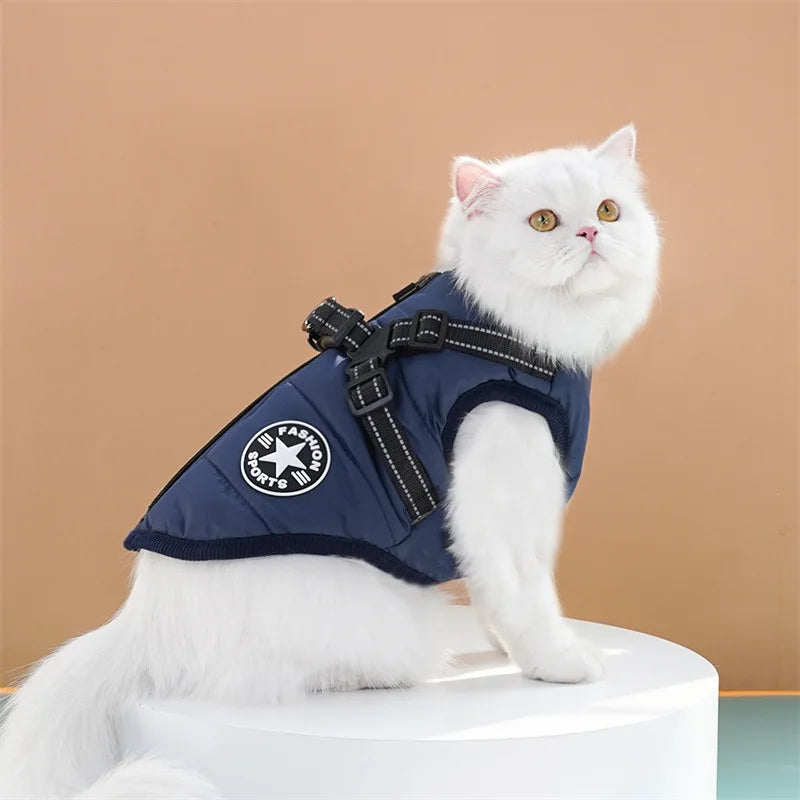 Large Dog Jacket With Harness Winter Warm Dog Clothes