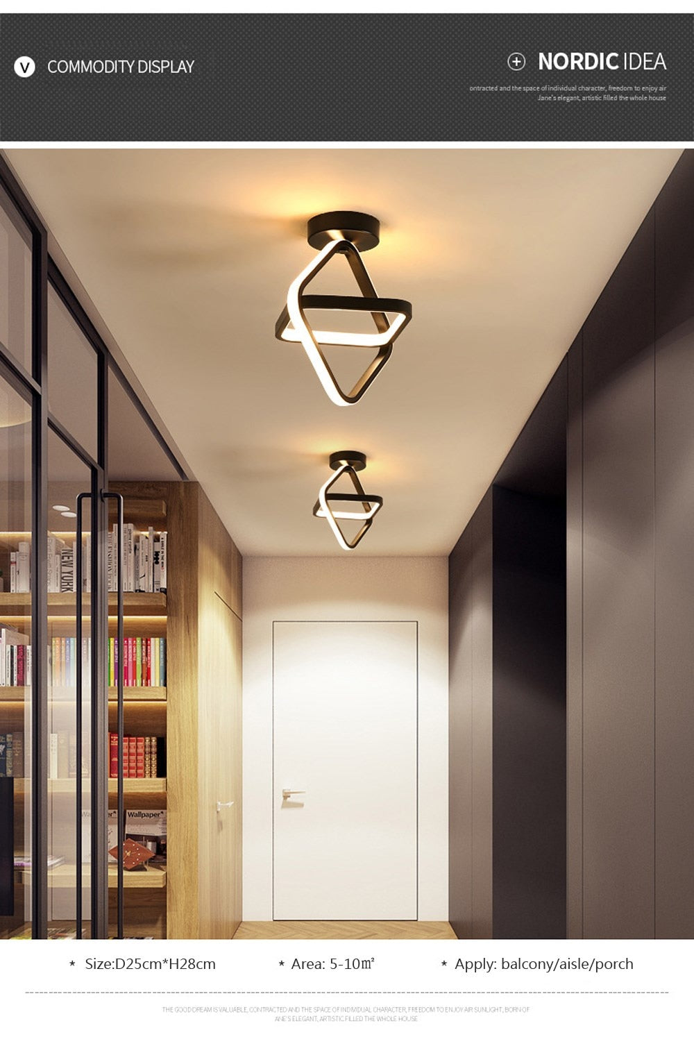 Small Modern LED Ceiling Light 2 Rings Creative Design Ceiling Lamp - shoplunaa.co