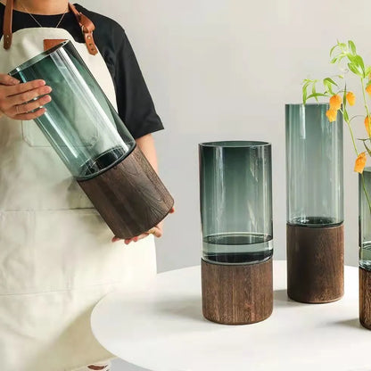 Vases Simple hydroponic plant wood base vase - shoplunaa.co