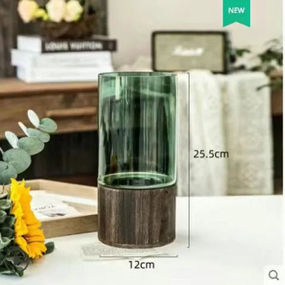 Vases Simple hydroponic plant wood base vase - shoplunaa.co