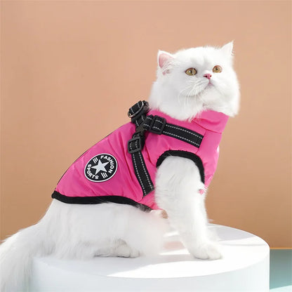 Large Dog Jacket With Harness Winter Warm Dog Clothes