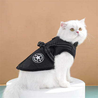 Large Dog Jacket With Harness Winter Warm Dog Clothes