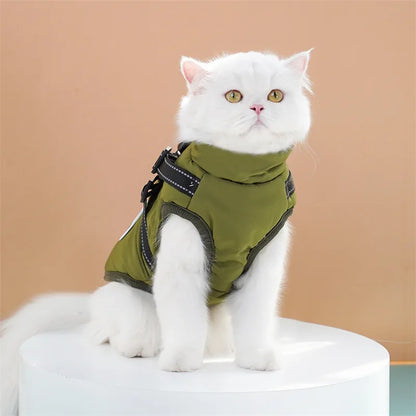 Large Dog Jacket With Harness Winter Warm Dog Clothes