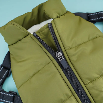 Large Dog Jacket With Harness Winter Warm Dog Clothes