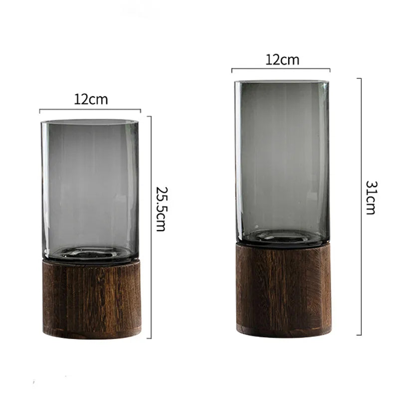 Vases Simple hydroponic plant wood base vase - shoplunaa.co