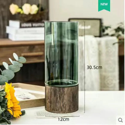 Vases Simple hydroponic plant wood base vase - shoplunaa.co