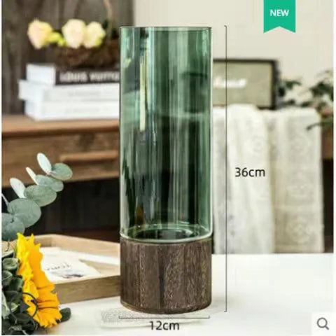 Vases Simple hydroponic plant wood base vase - shoplunaa.co