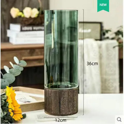 Vases Simple hydroponic plant wood base vase - shoplunaa.co
