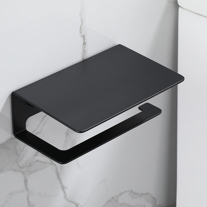 Toilet Paper Roll Holder Phone Shelf WC Tissue Storage Organizer Bathroom Accessories, Black