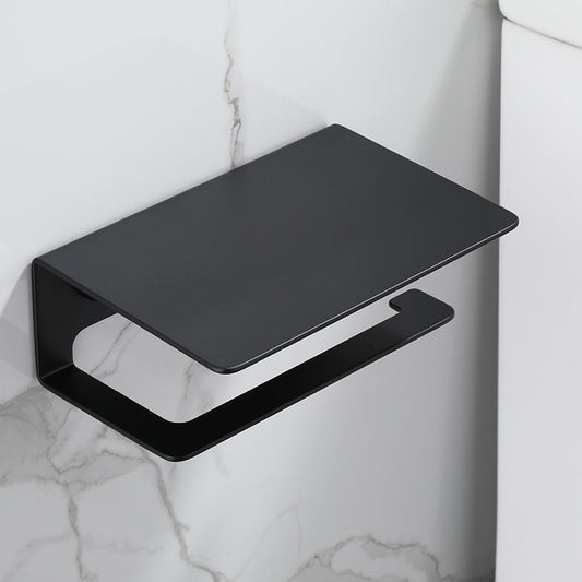 Toilet Paper Roll Holder Phone Shelf WC Tissue Storage Organizer Bathroom Accessories, Black