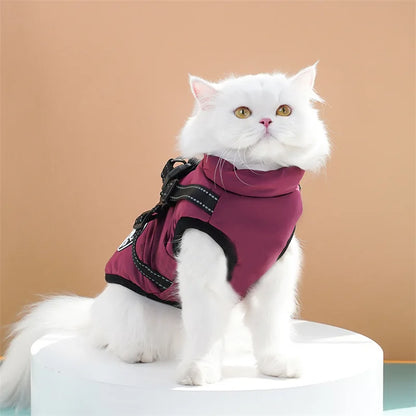 Large Dog Jacket With Harness Winter Warm Dog Clothes