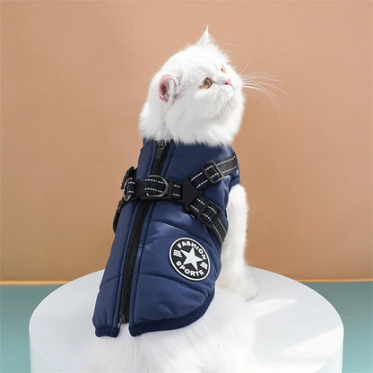 Large Dog Jacket With Harness Winter Warm Dog Clothes