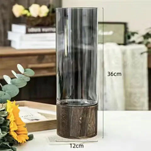 Vases Simple hydroponic plant wood base vase - shoplunaa.co