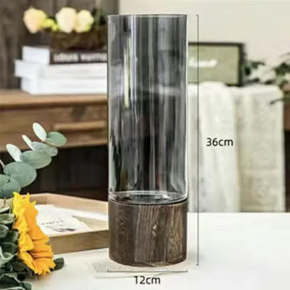 Vases Simple hydroponic plant wood base vase - shoplunaa.co
