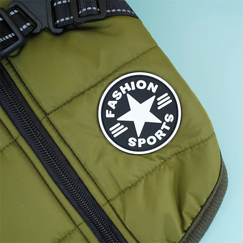 Large Dog Jacket With Harness Winter Warm Dog Clothes