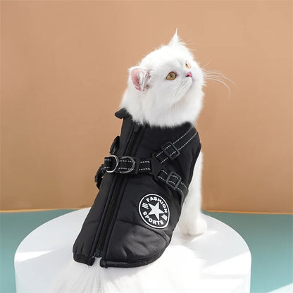 Large Dog Jacket With Harness Winter Warm Dog Clothes