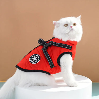 Large Dog Jacket With Harness Winter Warm Dog Clothes