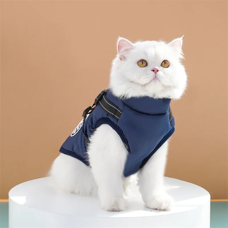 Large Dog Jacket With Harness Winter Warm Dog Clothes